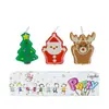 Navidad Lindo Dibujo Animado Santa Claus Alce Árbol de Navidad Vela Pastel Decoración para Fiesta Infantil Venta al por Mayor de Velas