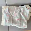 Direto da fábrica [47 estampas] cardigã de algodão nuvem dupla camada com lapela, conjunto de pijama longo de manga comprida para verão