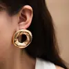 Pendientes Metálicos de Verano Europeos y Americanos Irregulares Huecos Redondos para Mujer, Lujo Ligero, Nicho, Gama Alta, Pendientes de Hierro con Temperamento de Nicho