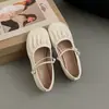 Estilo Francés Suave, Falda Hermosa, Zapatos Pequeños de Cuero, Novedad Otoño 2025 Zapatos Planos Versátiles Estilo Ballet Mary Jane para Mujer