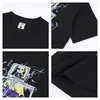 Camiseta de Manga Curta Estampada com Letras Graffiti em Moldura de TV Vintage Desgastada para Homens, Novo Estilo Primavera/Verão, Blusa Casual Solta para Mulheres, Tendência