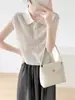 Top de punto sin mangas con cuello de muñeca de seda nano y diseño calado para mujer, nuevo diseño de verano 2026, top transpirable y adelgazante