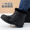 Botas de Lluvia para Hombre de Caña Alta Negras Forradas de Felpa Calientes para Exteriores, Lavado de Autos, Obra de Construcción, Protección Laboral, Resistentes al Desgaste, de Altura Alta, Impermeables, Zapatos de Algodón