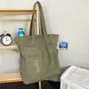 Bolsa Tote de Lona Artística Japonesa Cor Sólida Feminina de Ombro e Mão Versátil Grande Capacidade Bolsa de Compras Bolsa para Aula de Estudante