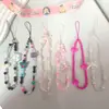 Cadena Rosa para Teléfono Móvil Estilo Milenio y2K Dulce Chica Caliente Correa para Cámara CCD Portátil con Cuentas Chica