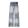 K5901 Calle Principal Estilo Americano Unisex Streetwear Diseño de Gato Rayo Ojo de Gato Jeans Vintage Rectos Sueltos para Hombre