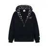 Sudadera con capucha estilo americano azul marino intenso con estampado de letras para hombre, chaqueta con cremallera de primavera y otoño para pareja, marca de moda