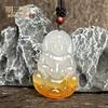 Pingente de fivela de ágata calcedônia folhas guanyin buda colar masculino pingente bonito feijão calcedônia fonte viva