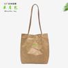 Bolsa de Papel Dupont Lavada Retrô Literária Bolsa de Ombro Feminina Simples Grande Capacidade Bolsa de Mão para Lembrança Processamento e Personalização