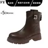 Botas Martin de cuero genuino con suela gruesa para mujer que aumentan la altura, nuevo estilo otoño e invierno 2026, botines cortos adelgazantes con tacón grueso y cremallera trasera, Botas Chelsea