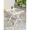 Mesa de Comedor Redonda Plegable Blanca de Vidrio Templado para Exteriores, Mesa de Comedor para el Hogar con una Mesa y Dos Sillas, Mesa de Té Pequeña para Balcón