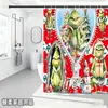 Bestseller transfronterizo de Amazon: Cortina de ducha verde del Grinch, cortina de ducha impermeable de pongee con estampado digital de dibujos animados