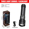Lanterna de Flash Branco Transfronteiriça com Luz Forte, Recarregável, com Zoom, Longo Alcance, Cob Montado na Cauda, Lanterna Multifuncional para Exterior para Emergências