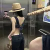 Sombrero de Paja Tejido Hueco Panama Retro Francés Verano Vacaciones Mujer Estilo Old Money Ala Ancha Protector Solar Sombrero Jazz