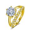 Anillo femenino de doble capa con circonita de imitación de moissanita de 2 quilates, temperamento, para parejas, brillo, propuesta, grupo de boda, luego anillo