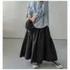 Estilo Japonês Novo Casual Combina com Tudo Retrô Ondulado Plissado Saia Cintura Alta Cor Sólida Saia Rabo de Peixe Grande Roda Saia Longa 5 Cores