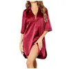Amazon Aiyufei bata de satén transfronteriza para mujer, color liso, acabado suave, estilo ligero de verano, cárdigan corto sexy
