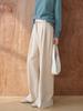 Liquidación de Tallas Agotadas Pantalones de Lana con Acetato de Espiga para Mujer, Cinturón Desmontable de Invierno, Pantalones Casuales de Pierna Ancha Adelgazantes
