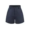 Shorts deportivos blancos de algodón y lino de pierna ancha para mujer, estilo fino de verano con cintura elástica y cordón, talla petite, shorts de lino estilo A hasta la rodilla
