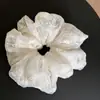 Scrunchie de Renda Floral Bege Estilo Coreano para Mulheres, Prendedor de Coque de Luxo, Corda de Cabelo Extra Grande, Novo Estilo