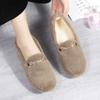 Nuevos mocasines de celebridad de internet 2023 zapatos de mujer para otoño e invierno calzado de exterior zapatos de algodón forrados de felpa planos de todo a juego estilo occidental zapatos peludos