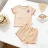 Conjunto de Verano para Niños: Conjunto de Camiseta de Manga Corta a Rayas y Shorts de Cintura Elástica, Conjunto de Dos Piezas de Verano para Niños