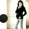 [Personalizado] Ropa nueva de maternidad para primavera y otoño: Camiseta interior de color liso, cuello semi-alto, resistente a las arrugas que disimula el abdomen y minimiza la apariencia de las líneas de embarazo