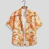Camisa Floral Hawaiana de Manga Corta para Hombre, Corte Holgado, Camisa de Playa para Pareja, Estilo Vintage de Hong Kong, Chaqueta Retro Moderna Fresca
