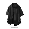 Camisa Básica Casual Oversized de Manga Curta para Homens e Mulheres, Estilo Hong Kong Ins Solta e Versátil Camisa de Meia Manga