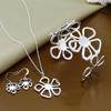 Conjunto de collar, pendientes y pulsera con flores de cinco hojas bañadas en plata de comercio exterior, oferta coreana, suministro al por mayor T079