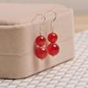 Pendientes de ónix rojo natural combinables con todo, pendientes de gancho para mujer de plata 925, pendientes elegantes y de personalidad sencilla para mujer.