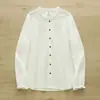 Venta directa del fabricante: Camisa de Mujer Manga Larga con Cuello de Encaje Fruncido Estilo Japonés, Gasa de Algodón de Doble Capa, Blusa Artística de Corte Amplio para Mujer