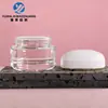 En stock: Juego de botellas de vidrio transparente de forma ovalada de 40-120 ml, incluyendo botellas de 30 g y 50 g para crema y crema para ojos, juego de botellas para productos de cuidado de la piel