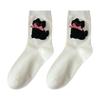 Calcetines Blancos de Media Caña para Mujer, Calcetines de Algodón Transpirables Absorbentes del Sudor de Otoño, Calcetines Largos Versátiles Grises Lindos de Dibujos Animados, Calcetines de Maternidad