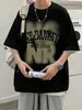 Camiseta de Algodón Puro para Hombre de Manga Corta Estilo High Street Americano 2026 Nueva Tendencia Estilo Hong Kong Holgada Casual Versátil Ropa para Hombre