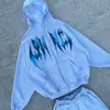 Chaqueta Deportiva Holgada con Cremallera Moda Tendencia Estilosa Marca Exportación Sudadera con Capucha Estampado Retro Pantalones Deportivos Casuales
