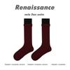 Medias de longitud media estilo miu creativo renacentista para mujer Ancora encaje rojo oreja de madera calcetines de canalé lateral