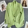 Blazer Verde Aguacate para Mujer Primavera y Otoño 2026 Nuevo Casual Elegante Estilo Callejero Versión Coreana Chaqueta de Traje