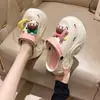 Calzado Exterior Grueso de Dibujos Animados con Suela Gruesa Zapatos Cueva Tacón Súper Alto para Mujer 9.5CM Vestido de Verano Chanclas Baotou de Playa