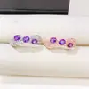 Anillo de Amatista Pura Natural para Mujer, Súper Color, Cristal Morado Natural 3*4mm Plata de Ley 925 Incrustada