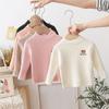 Camisa de Base de Malha para Meninos e Meninas Outono e Inverno 2025 Nova Roupa Casual Infantil de Meia Gola Alta Malha Elástica Top