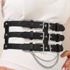 Estilo punk europeu e americano fivela de agulha de três fileiras com cinto de moda feminina combinando camisa de vestido elástica cintura larga com cinto