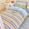 Juego de ropa de cama de estilo simple, 100% algodón, sábana y funda de edredón de algodón puro, juego de tres piezas para cama individual de dormitorio estudiantil