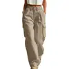 2026 Outono Novo Calça Cargo de Cintura Alta Casual Solta com Múltiplos Bolsos para Mulheres Comércio Exterior Europeu e Americano Amazon