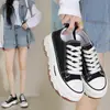 Zapatos de Lona con Suela Gruesa para Mujer 2024 Verano Nuevos Zapatos que Aumentan la Altura Negros de Nicho Plataforma Tenis Casuales
