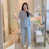 Pijama de seda de algodón para mujer 2024 nuevo traje verde de alta calidad de seda artificial de manga larga para primavera y otoño ropa de casa de verano