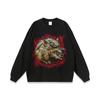 Guochao High Street Wolf Print Old T-shirt de manga curta Masculino e Feminino Loose Retro oversize Base Meia manga Top