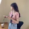 Corbata Gratis 2025 Nuevo Verano Celebridad de Internet Top Corto Ajustado Elegante Camiseta de Manga Corta para Estudiante Femenina Tendencia Ins