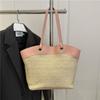 Bolsa Casual de Palha Tecida de Grande Capacidade para Mulheres 2025 Verão Bolsa de Palha Férias à Beira-Mar Bolsa de Praia Versátil Bolsa de Ombro para Deslocamento