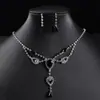 Collar con Pendientes de Gota de Cristal Europeos y Americanos Transfronterizos Joyería Set para Mujer Accesorios para Vestido de Boda de Noche Set de Boda